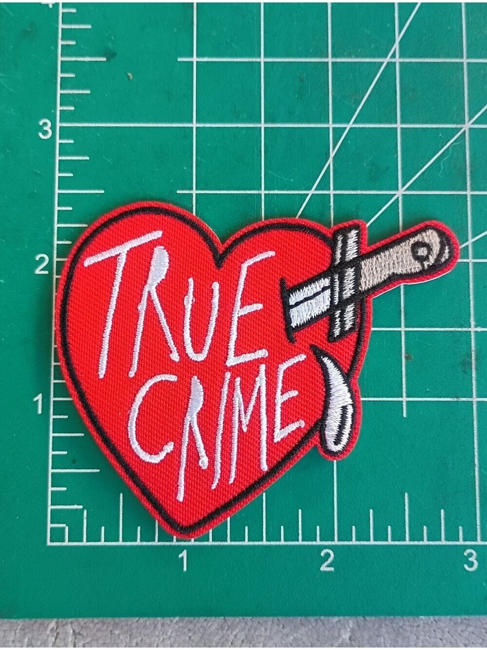 True Crime Lover Heart Knife Embroidered Iron On Patch